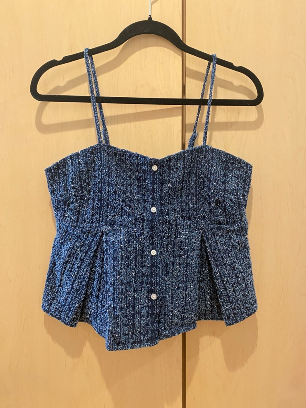 Levi's Boucle Denim Button-Front Peplum Tank